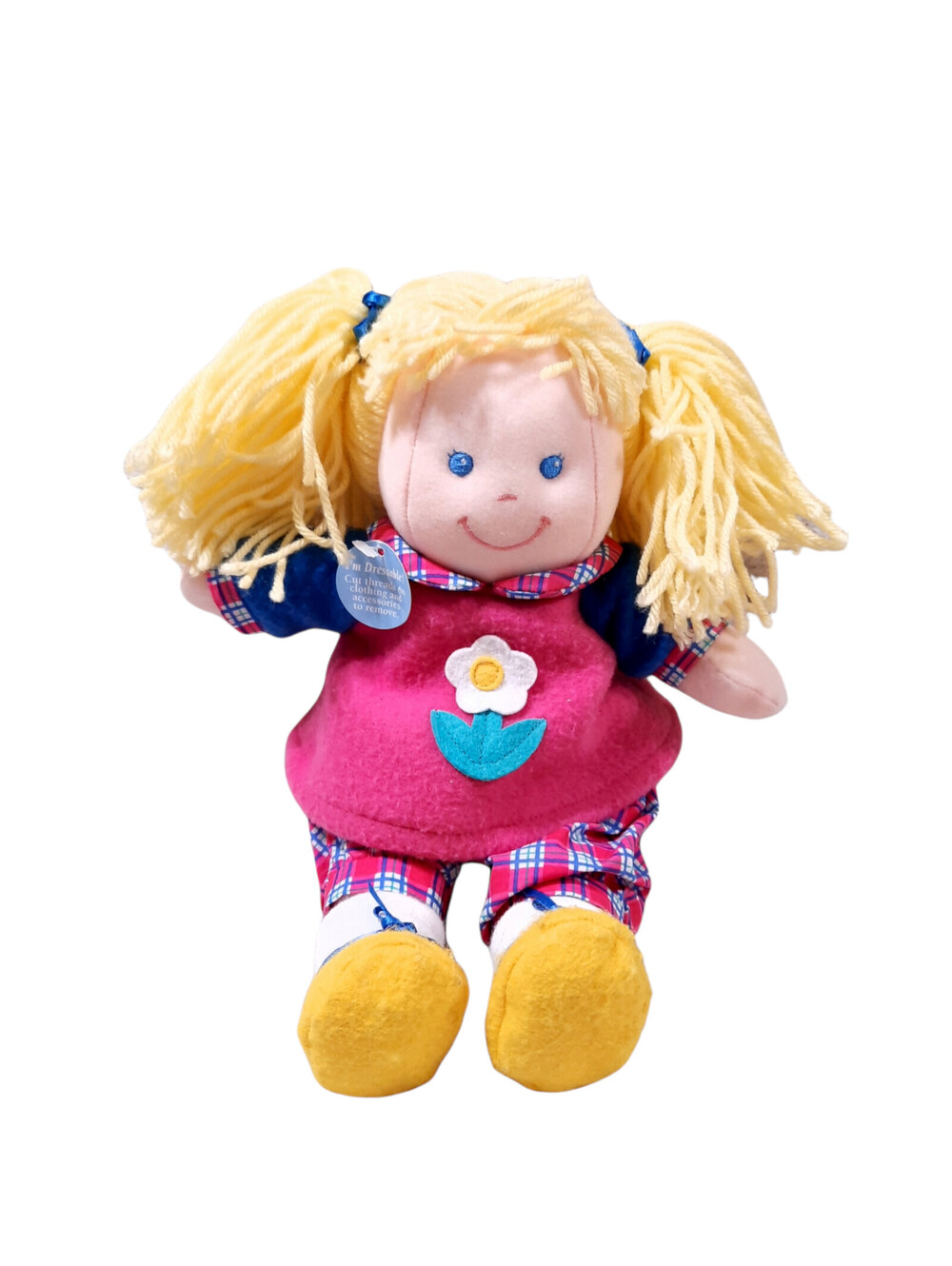 NEW Eden Plush Baby Doll girl dressable learning toy blonde pink plaid flower